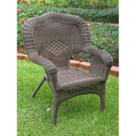 Wicker Resin/Steel Outdoor Patio Chair (Mocha)