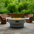 thumbnail image 4 of 34-inch Round Propane Fire Pit Table 50,000 BTU With Round Burner Lid Glass Rocks & Cover For Outdoor Patio, 4 of 9