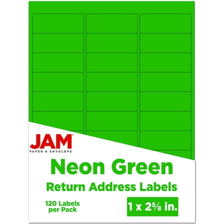 JAM PAPER Return Address Labels - Standard Mailing - 1 x 2 5/8 - Neon Green - 120 Shipping (Best Way To Make Address Labels)