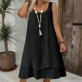 thumbnail image 7 of MELDVDIB Linen Dresses for Women Crewneck Sleeveless Spring Summer Midi Dress Solid Color Oversized Loose Outfits, 7 of 7