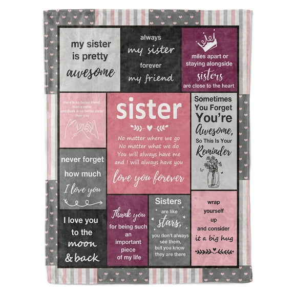KAAYEE Sister Gifts Blanket, Happy Birthday Sister Gifts for Sister, Unique Sister Gifts for My Dear Sister - Sister Throw Blanket 60" x 50