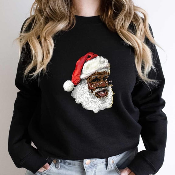 African American St. Nick Funny Christmas Holiday Graphic SW4063 Unisex Sweatshirt, Up to Size 5XL