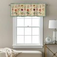 thumbnail image 3 of Colored Floral Valance Curtain Retro Colorful Flowers Linen Texture Window Valances Rod Pocket Short Curtains Window Treatments for Kitchen Bedroom Bathroom Laundry 60" x 14", 3 of 9