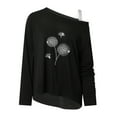 thumbnail image 4 of Summer Savings Clearance 2023! Loopsun T shirts for Women Blouses for Women, Women Long Sleeves Casual Shirts Off The Shoulder Pullover Loose Shiny Sequin Blouse Tunic Tops Black C, 4 of 5