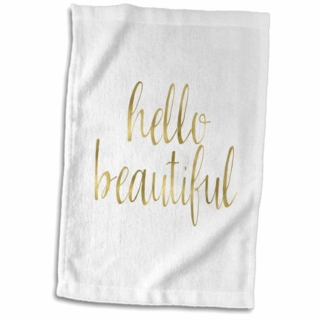 3dRose Picturing Gold Hello Beautiful - Towel  15 by 22-inch