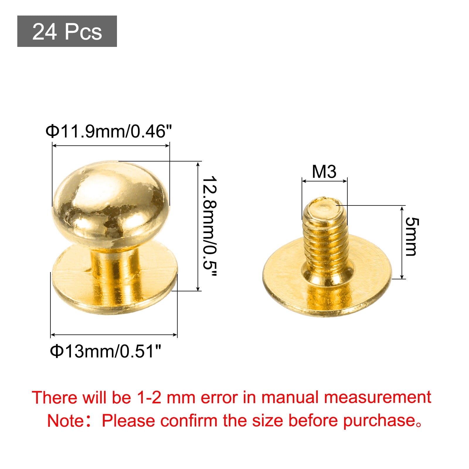 Unique Bargains Mini Round Knobs Small Drawer Pulls for Cabinets 0.46" x 0.51" Gold