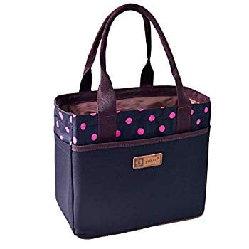 Large Tote Lunch Bag for Women Adults Ladies Insulated Cooler Bag with 4 Sides Pocket Drawstring Closure for Office Picnic Travel