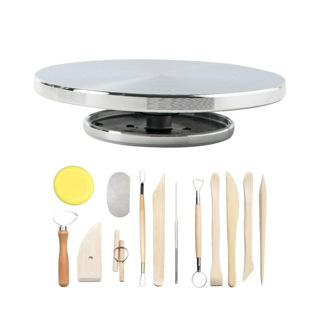 Abbracc Pottery Wheel Turntable Pottery Stand with Pottery Clay Sculpting Tools Set