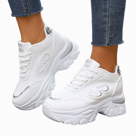 Rotm Women'S Walking Shoes Women's Fashion Sneakers Casual Work Shoes Non Slip Running Shoes Athletic Sneakers Thick Soled Sports Walking Shoes Silver,9