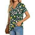 thumbnail image 4 of ClodeEU Women's V-Neck Printed Short Sleeve Shirt with Button ,Casual Trendy Tunic Blouse Green,Womens Plus XL, 4 of 7