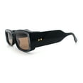 thumbnail image 6 of Womens Mod Rectangle Thick Beveled Plastic Minimal Fashion Sunglasses Black - Brown, 6 of 8