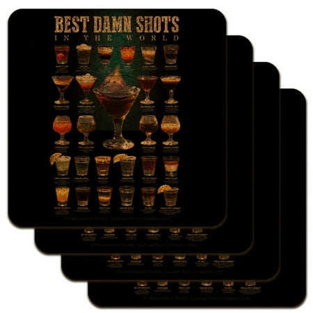 Best Shots in the World Alcohol Shot Glasses Low Profile Novelty Cork Coaster (The Best Alcohol Shots)