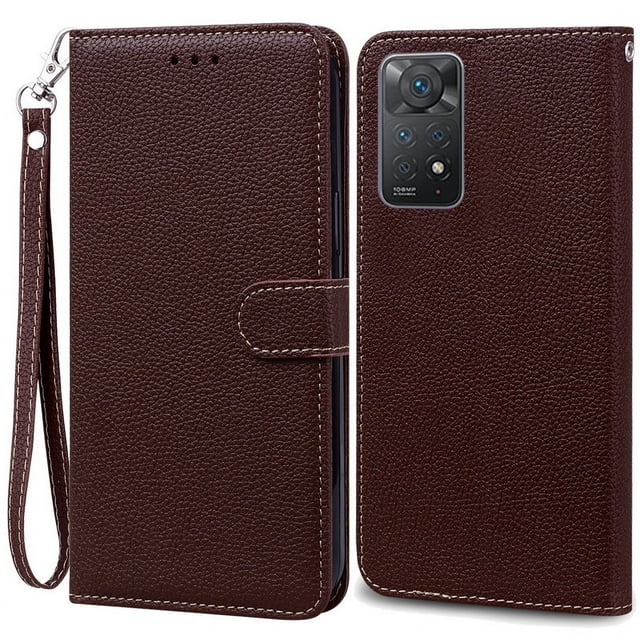 Note 11 Case For Xiaomi Redmi Note 11 11S Case Leather Wallet Flip Case For Redmi Note 11 Pro Phone Cases Note 11S Cover Fundas Coffee -Strap Note 11S