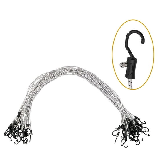 (25 Pcs) 72” Heavy Duty Adjustable Bungee Cords with hook - Polypropylene (PP) Bungee Cords for Outdoor Camping, Household - Extendable upto 108 inches