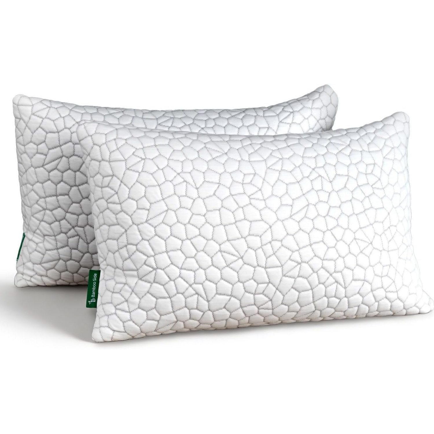 Shredded Memory Foam Pillows for Sleeping, Bed Pillows Queen Size Set of 2 Pack Adjustable for Side and Back Sleeper with Washable Removable Cover
