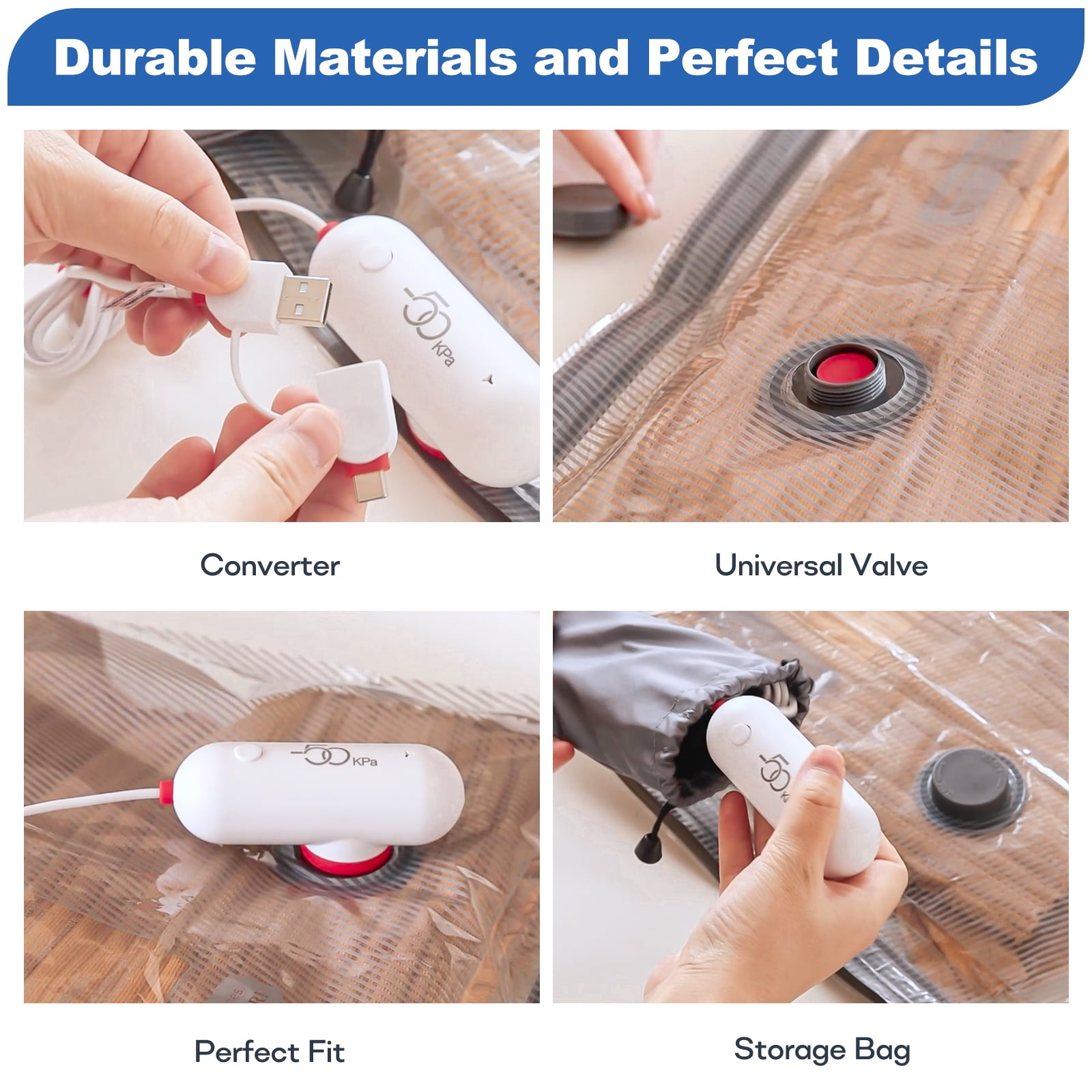 Vacbird 18 Pack Travel Vacuum Storage Bags with USB Electric Pump, Compression Packing Bags for Travel, Space Saver for Clothes Clothing Suitcase and Luggage