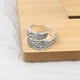 thumbnail image 1 of Anillo abierto de alas de ángel de plata unisex S925 estilo europeo y americano ENTASSER joyería de plata tailandesa vintage negra, 1 of 6
