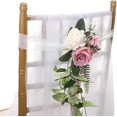 thumbnail image 1 of Ifeng Wedding Aisle Chair Decorations Set Of 8, Pink Cream Artificial Rose Flowers With Chiffon Ribbons, Floral Church Chair Bench Decor For Wedding C, 1 of 4
