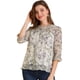 thumbnail image 1 of Blusa Allegra K estampado floral 3/4 con volantes Gris, 1 of 6