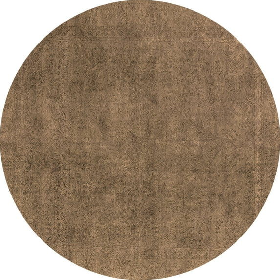 Ahgly Company Indoor Round Oriental Brown Industrial Area Rugs, 7' Round