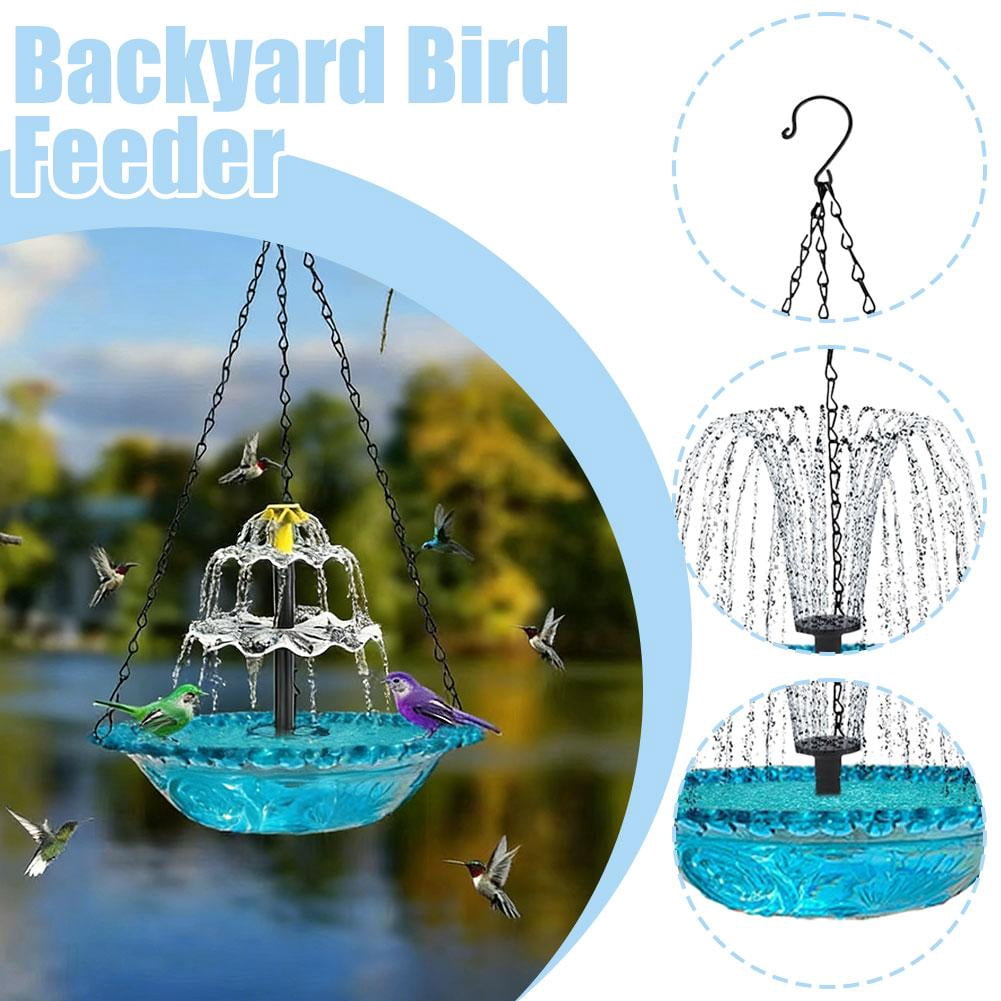 Solar Hanging Bird Bath Fountain, Outdoor Bird Water Feeder with Hanging Chain for Garden Patio Porch