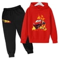 thumbnail image 2 of Sudadera de coches para niño, sudadera con capucha para niña, pantalones, 2 piezas, chándales para niños, ropa para niños de 4 a 14 años, 2 of 5