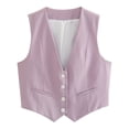 thumbnail image 3 of Fozruso Women's Cropped Suit Vest Dressy V Neck Button Down Jacket, Sizes XS, 3 of 4