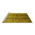 thumbnail image 2 of Ahgly Company Machine Washable Indoor Round Oriental Yellow Industrial Area Rugs, 4' Round, 2 of 4