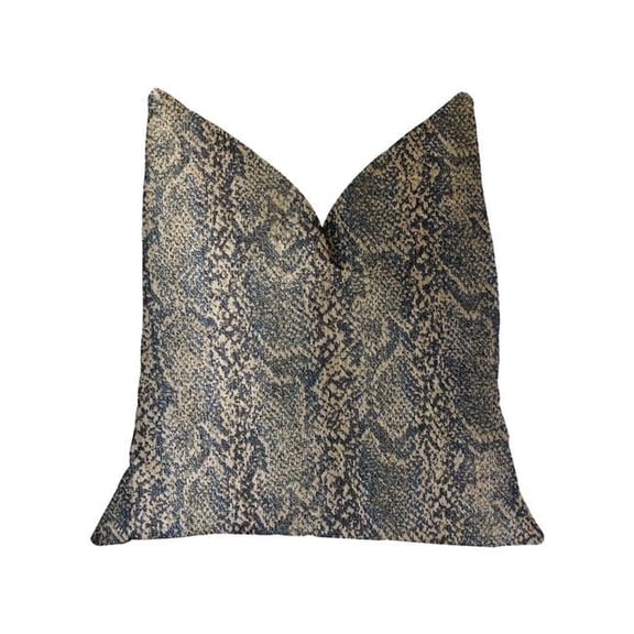 Plutus  Exotic Phantom Blue & Gold Luxury Throw Pillow - Blue and Gold - 22in. x 22in.