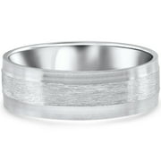 Pompeii 7mm Brushed Flat Platinum Mens Comfort Fit Wedding Band (,)