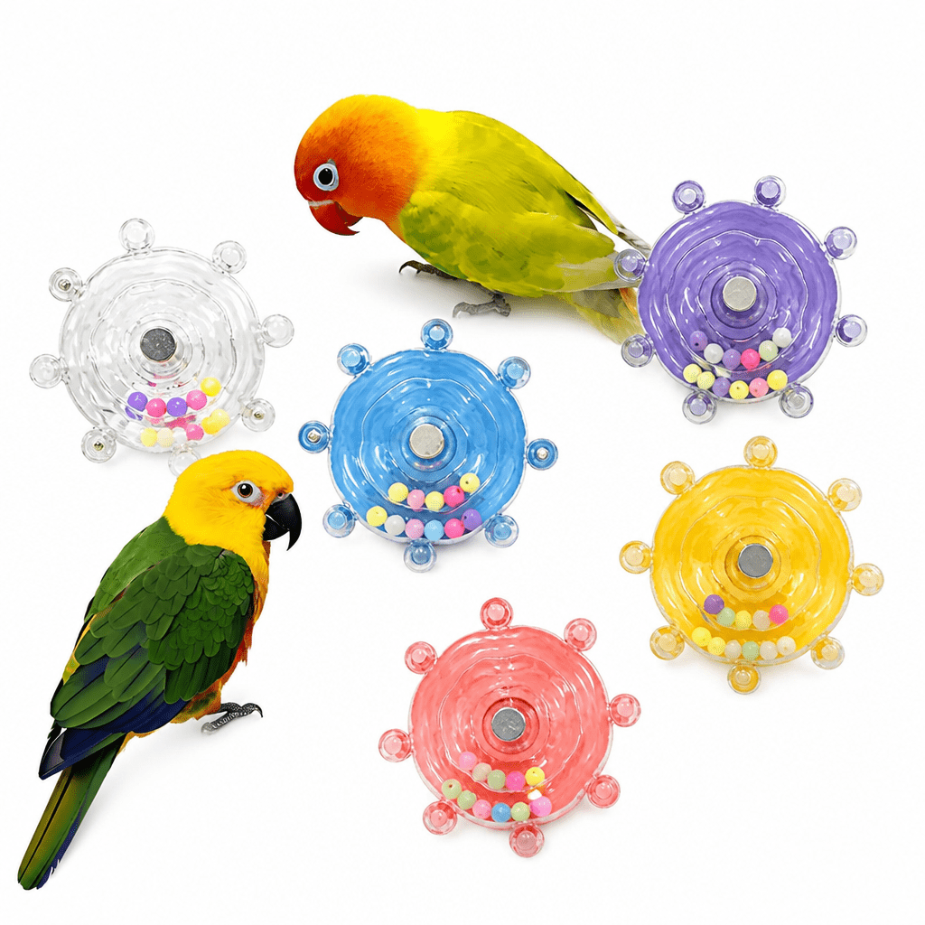 GARDVORA Parrot Spinner Toy Interactive Birds Spinning Wheel Chew Toy Rotating Treat Dispenser Puzzle Cage Accessory for Parakeets Conures Cockatiels