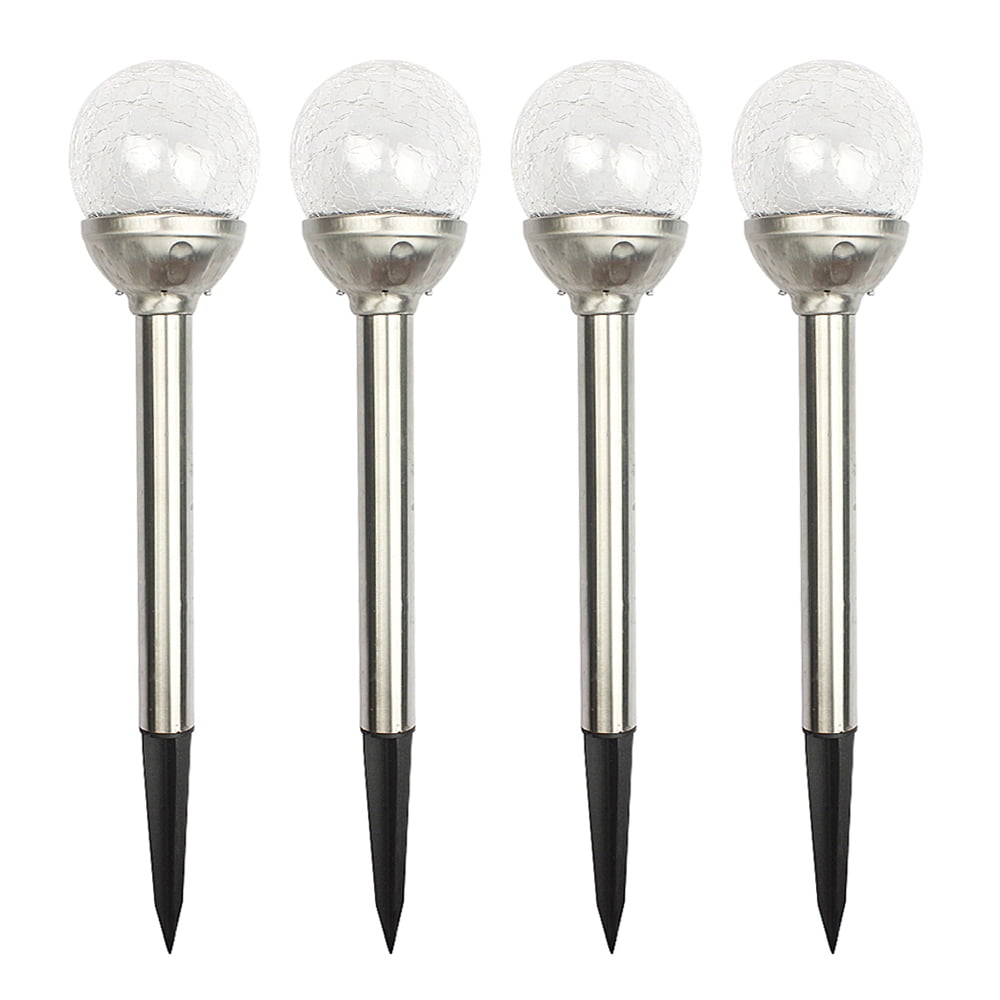 Solar Garden Lights Outdoor, 4-Pack Solar Globe Light Stakes, Color-Changing LED Landscape Decorative Pathway Lighting, Auto On/Off Dusk to Dawn, Solar Powered Halloween Christmas Path Light