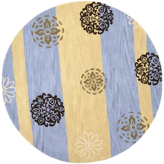 SAFAVIEH Soho Codi Floral Wool Area Rug, Gold/Blue, 6' x 6' Round