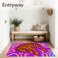 thumbnail image 3 of ODIKA 3'x5' Machine Washable Non-Slip Area Rug, Funky Animal Parade with Abstract Tiger and Zigzag High Traffic Rug, Pink, 723565, 3 of 7