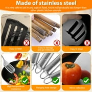 Xiyztok 10Pcs Stainless Steel Cooking Utensils Set, Dishwasher Safe Metal Kitchen Tools with Ergonomic Handle