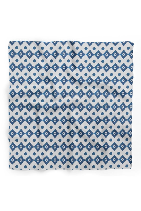 White Aztec Geometric Pure Silk Printed Head Bandanas Summer Neck Wrap Scarf 40 x 80 Inches