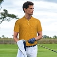 thumbnail image 5 of Balery Gold Glitter Printed Men’s Short Sleeve Polo Shirt, Midweight Men's Shirt,Golf Polo shirts -Large, 5 of 8
