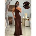 thumbnail image 5 of Womens Coffee One Shoulder Metal Ring Detail Maxi Dress Bodycon Summer, 5 of 8