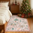 thumbnail image 3 of Wonnitar Christmas Pink 3x5 Rug, Washable Soft Bedroom Area Rug, Non Slip Xmas Tree Nursery Throw Rug, Ultra Thin Indoor Floor Carpet for Girls Room Dorm Holiday Decor, Pink, 3 of 11
