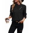 thumbnail image 3 of Long Sleeve Shirts for Women Fall Outfits V Neck T Shirts Button Down Tunic Tops Fashion Clothing Black M, 3 of 7