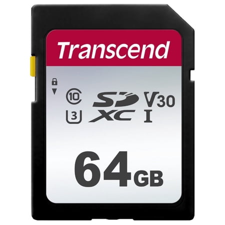 Transcend 64GB 300S SDXC Class 10 Memory for Nikon D850 D7500 D5600 D7000 D90