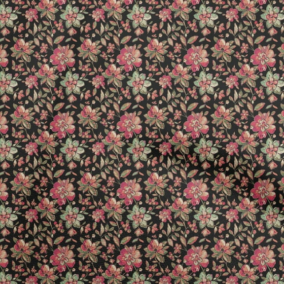 oneOone Polyester Spandex Black Fabric Floral Quilting Supplies Print Sewing Fabric By The Yard 56 Inch Wide