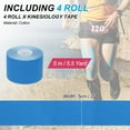 thumbnail image 2 of Uxcell Kinesiology Tape, Adhesive Cotton Sport Muscle Support Tapes Waterproof Elastic Tape for Knee Ankle Wrist Shoulder Blue, 2 of 7