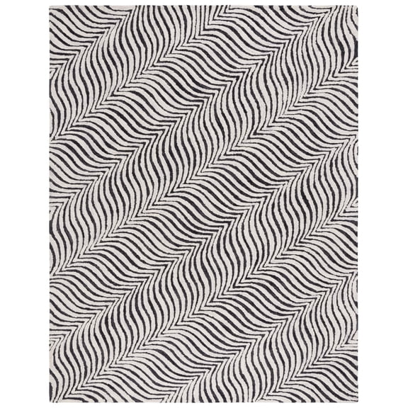 SAFAVIEH Metro Quinn Wavy Striped Area Rug, Black/Beige, 8' x 10'