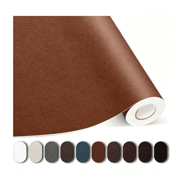 XIBUFE Leather Repair Patches,17X79" Self-Adhesive Leather Repair Tape,Stretch Vinyl Repair Kit for Couch Furniture Sofas Car Seats (Light Brown,17X79")