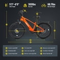 thumbnail image 3 of ESKUTE C200 70-Mile Electric Bike for Adults with 840Wh Removable Battery, 500W Peak Power Ebike, Up to 20MPH Speed, 26" Tires, 7-Speed Step-Over E-Bicycle,Orange with Phonebag & Lock, UL2849 Class 2, 3 of 8