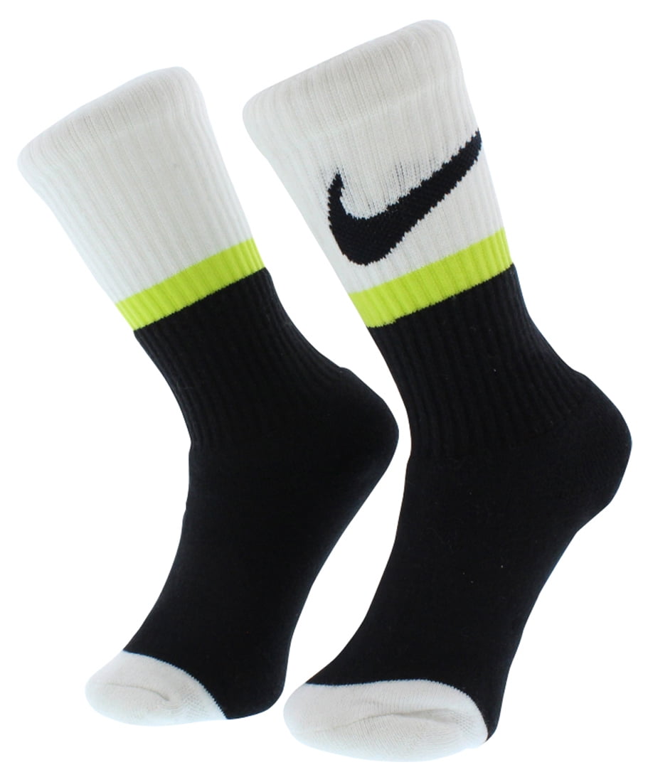 Nike Mens Classic Swoosh HBR Crew Socks Black/White - Walmart.com