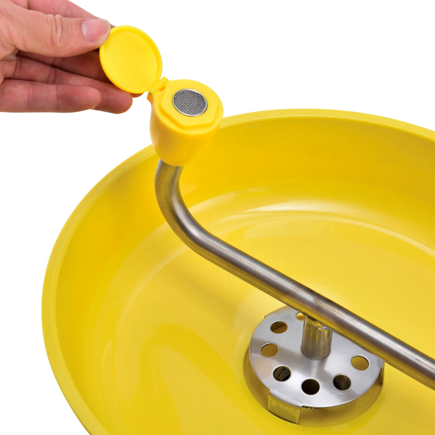 Emergency Eyewash, Pedestal Mounted, ABS Plastic Bowl, Yellow