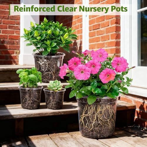 Clear Nursery Pots with Drainage Holes, 7/5/4 Inch Reinforced Transparent Plastic Seed Starter Pots, for Indoor Outdoor Gardening Seedling Planter, 30 Pack