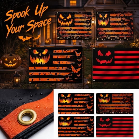 Double Sided Halloween Flag 3 ft x 5 ft, Outdoor Decorative Banner for Yard, Porch, and Garden, Weather-Resistant Holiday Decor for Seasonal Home Celebration, 1Pack A